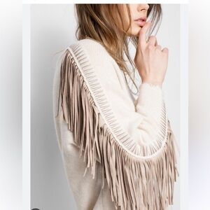 Zadig & Voltaire Cream Sweater with Fringe